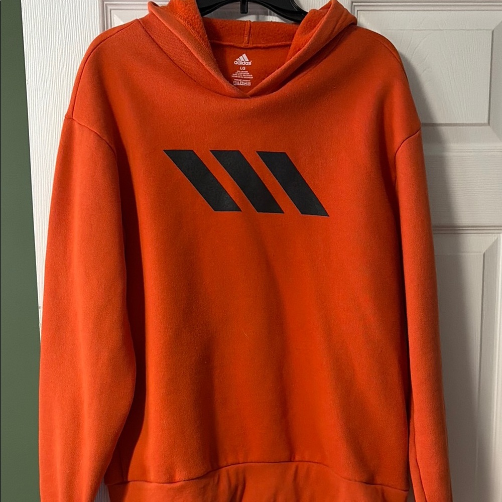 Adidas Men's Bold Orange Hoodie, size Large.